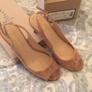 Cole Haan natural cork sling backs.